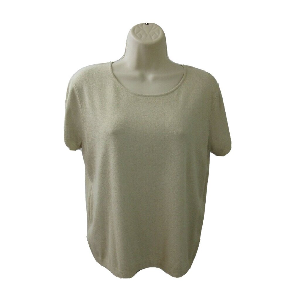 Jones New York Shell Size Large Beige Short Sleeve Rounded Neck Pullover Career